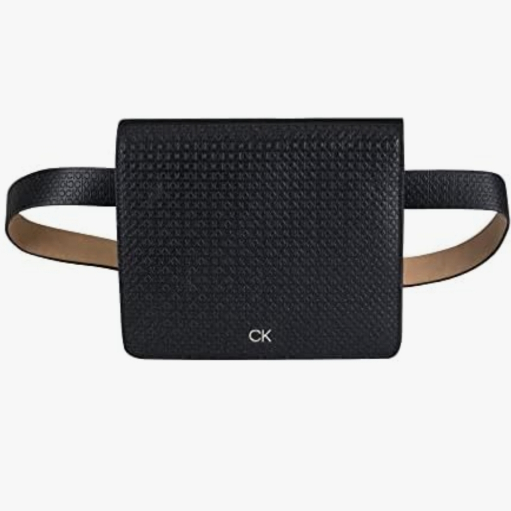 Calvin KleinWide Flap Embossed Monogram Belt Bag